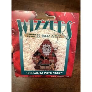 Wizzers cross stitch pattern 1315 Christmas Santa with Star NIB